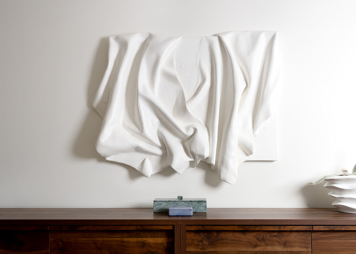 abstract wall sculpture, off white, 3d art piece, plaster