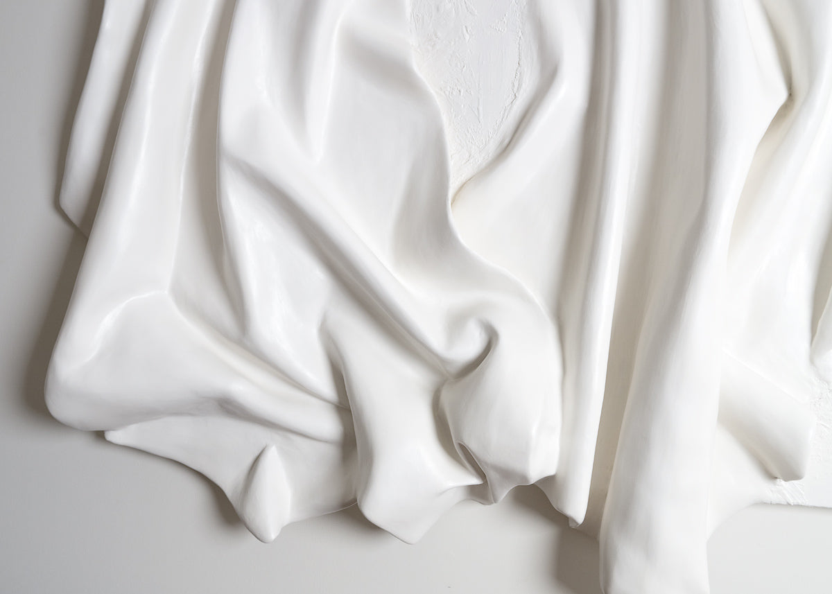 abstract wall sculpture, off white, 3d art piece, plaster