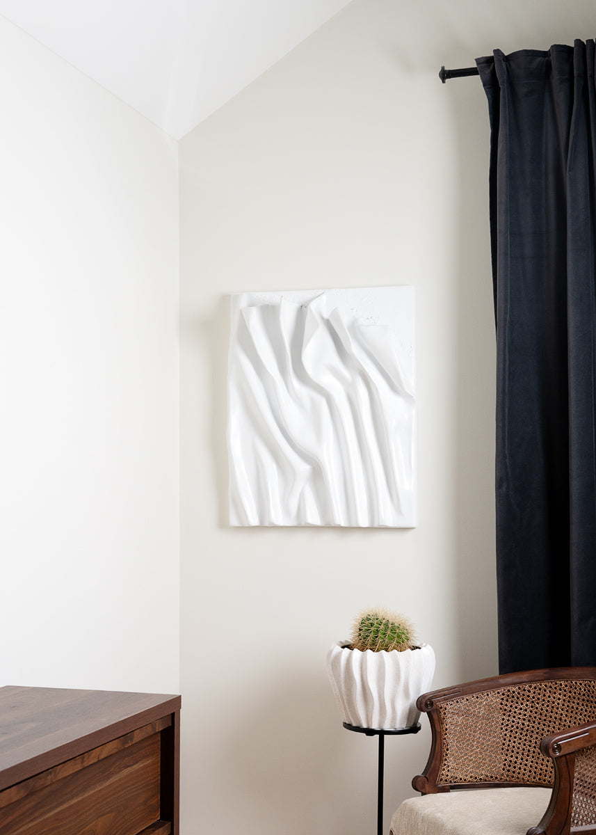 wall sculpture, 3d wall art, white finish, palster wall art