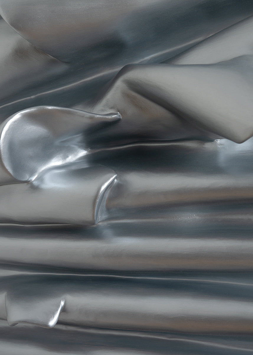 abstract Wall sculpture, metalic finish , silver, textured wall piece