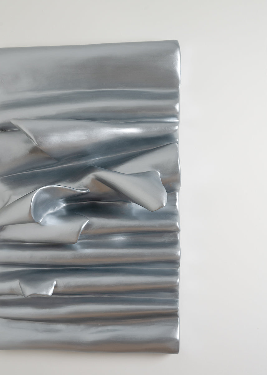 abstract Wall sculpture, metalic finish , silver, textured wall piece