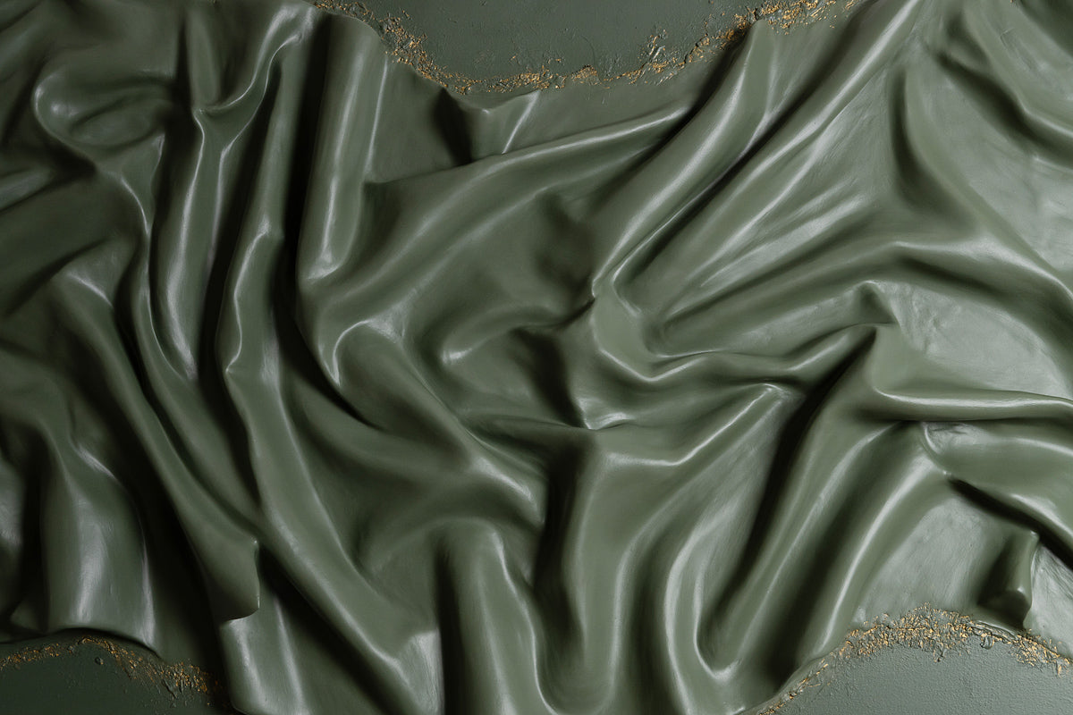 large wall sculpture, green wall art, 3d art piece, plaster, gold