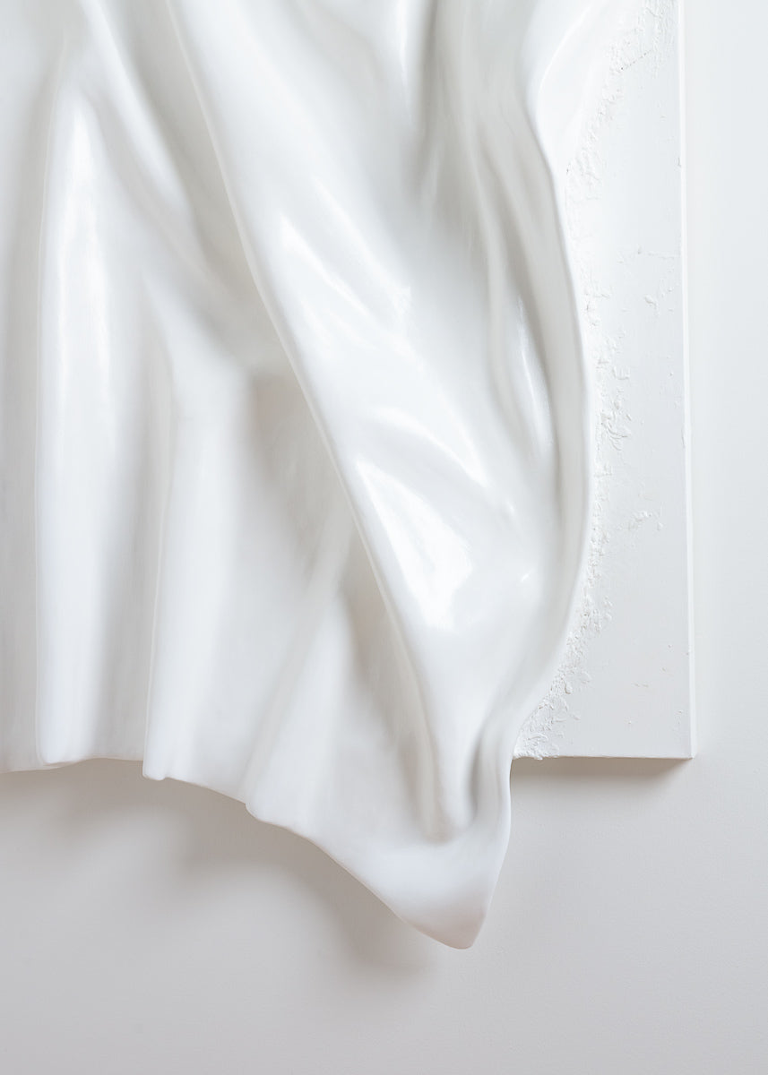 abstract wall sculpture, plaster, off white finish, 3d art piece