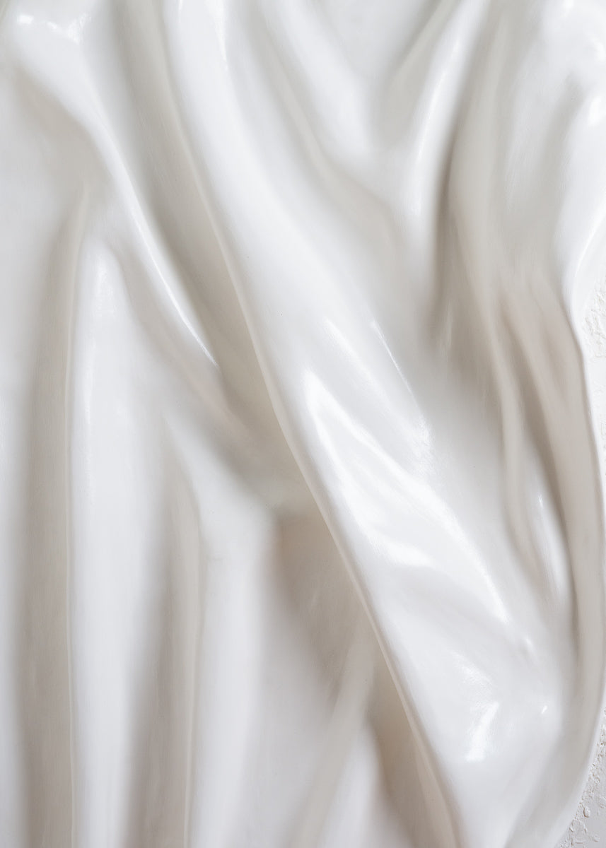 abstract wall sculpture, plaster, off white finish, 3d art piece