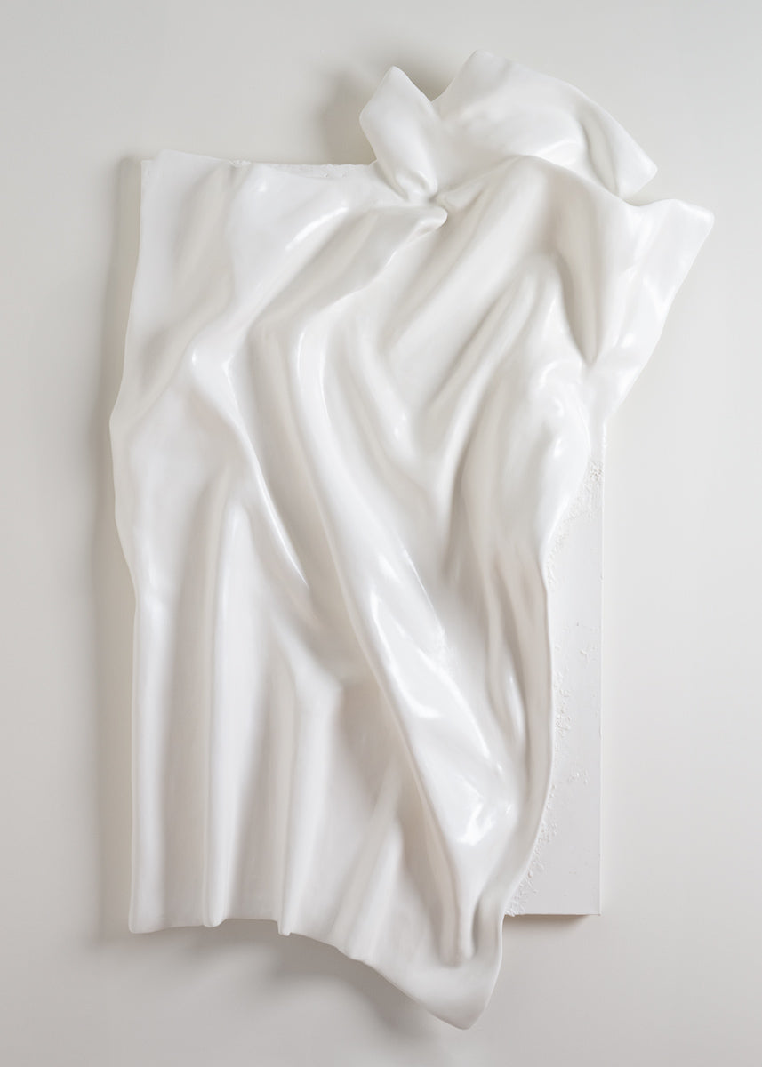 abstract wall sculpture, plaster, off white finish, 3d art piece